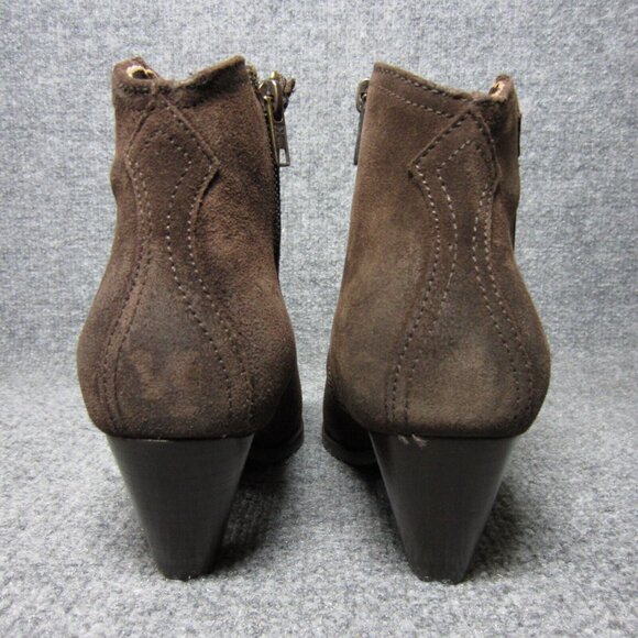 Frye June Suede Western Bootie Chocolate Brown Side Zip Heeled Shootie Size 7.5 - Picture 4 of 9